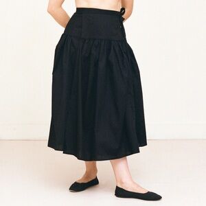 Salter House Black Cotton Wrap Skirt